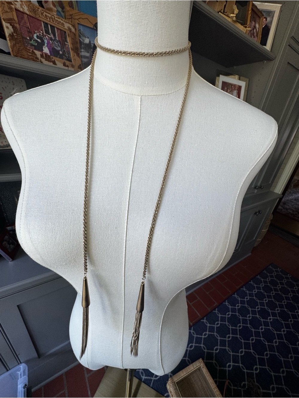Kendra Scott Gold Double Tassel Lariat Necklace